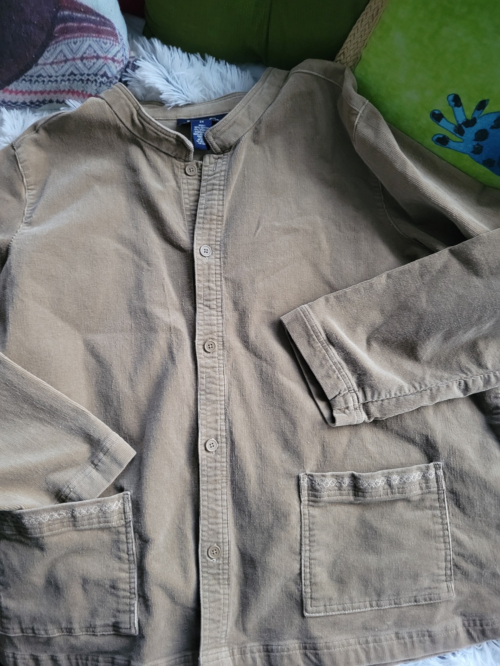 Vintage Denim&Co Tan Lightweight Collarless Shirt Jacket - Picture 2 of 12